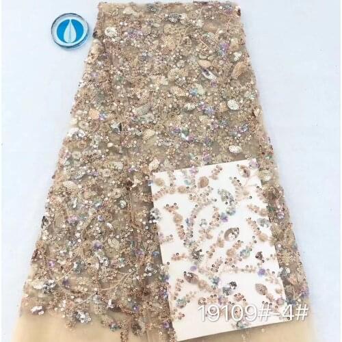 The Latest Nigerian Lace Fabric 2021 High-quality Sequins French Mesh Lace Fabric Tulle Lace Fabric D37591