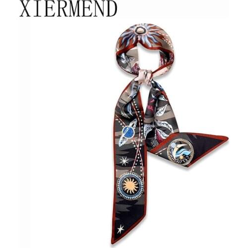 2021 new silk scarves spring autumn decoration joker hair ribbon bound handbags band small scarf hairband skinny scarf women