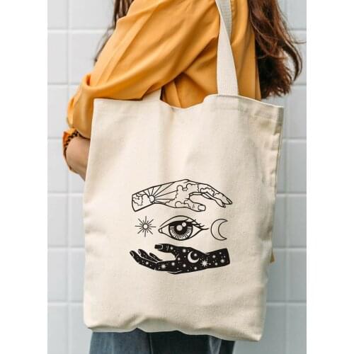 New 2021 Womens Shopper Tote Bag Large Capacity Feminine Shoulder Canvas Bags Student Book Vintage Bag Eye And Sky Beach Bag