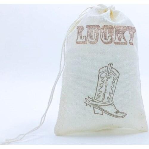 Personalized Cowboy bag Western wedding Welcome gift bag bachelorette Hangovers bags Muslin drawstring Candy Goodie Treat Bag