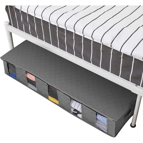 Portable Wardrobe Folding Organizer Socks Bra 5 Grids Container Window Zipper Lid Cabinet Bed Bottom Clothes Storage Box Home