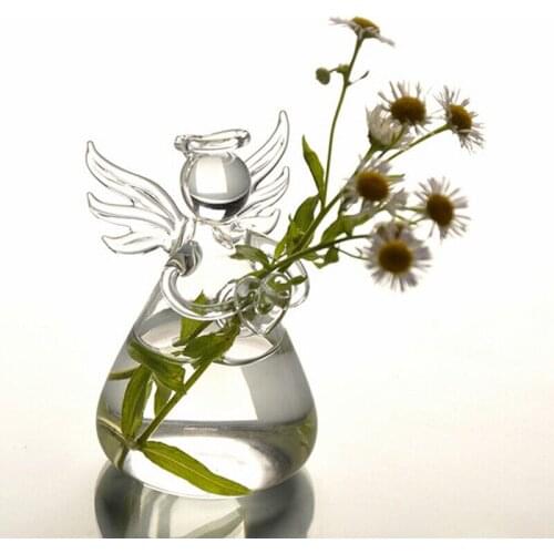Clear Angel Shape Glass Hanging Vase Terrarium Hydroponic Pot Flower Home Decor Glass Terrarium Hydroponic Pot Angel Shaped Vase
