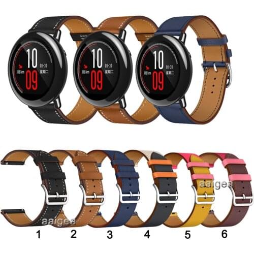 20mm 22mm Leather Watch Band Strap for Huami Amazfit PACE for Huami Stratos 2 2S 3 GTR 2 GTR 47mm Replacement Wrist band