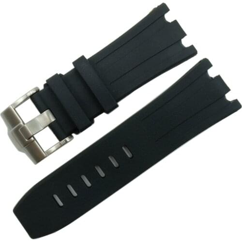 For Audemars 28 mm Belt Rubber Silicone Waterproof With Stainless Steel Pin Clasp / Buckle Watch Strap Band For Piguet Watchband