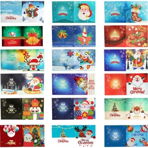 DIY Christmas Greeting Card 5D Mosaic Special Shape Glitter Diamond Resin Painting Kits Rhinestone Drawing For Christmas Gifts