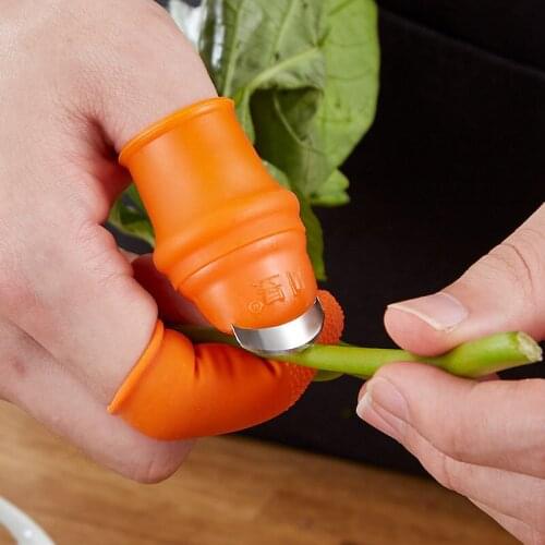 Silicone Thumb Knife Finger Protector Gears Cutting Vegetable Harvesting Knife Pinching Plant Blade Scissors Garden Gloves