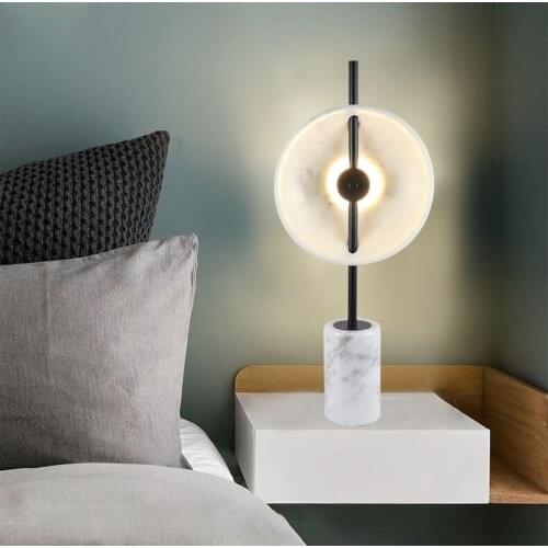 Modern Disc LED Marble Table Lamp Bar Villa Hotel Home Living Room Bedroom Study Art Decor Desk Light Suspension Lamps TA250