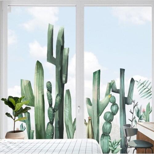 Fresh Green Plant Cactus Wall Sticker Diy Mural Art For Living Room Bedroom Home Decor Self-adhesive Removable Decal