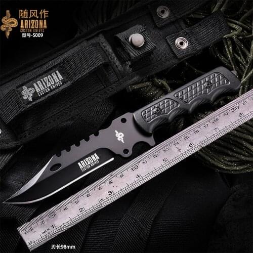VOLTRON Camping survival tactical knife, outdoor hunting saber, tactical sharp straight knife sharp, portable defense knife