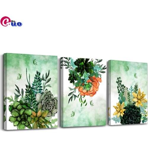 Diamond Embroidery Triptych Green Cactus Plants 5d Diy Diamond Painting Full Square Picture Mosaic Cross Stitch Art Home Decor