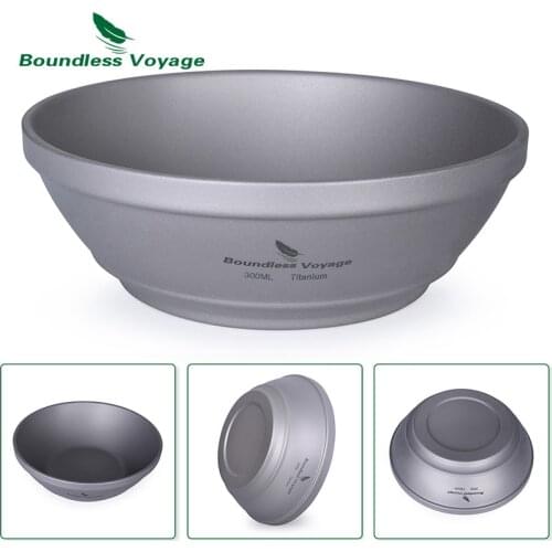 Boundless Voyage Outdoor Titanium Double-Wall 300ml Bowl Camping Hiking Ultralight Portable Cookware Tableware