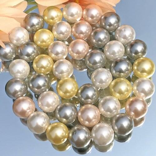High Quality Yellow White Gray Shell Imitation Pearl Smooth Loose Spacer Beads For Jewelry Making Diy Woman Bracelet Necklace