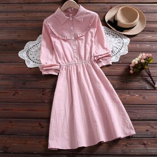 Women Stand Collar Long Sleeve Dresses Solid Color Dress