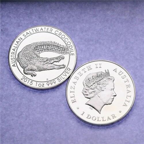 1oz 2015 Australian Saltwater Crocodile Silver Coin. Coppy Silver-Plated Collectibles Crafts Not Magnetic