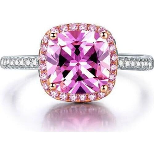 100% 925 Sterling Silver Radiant Hearts, Light Pink Enamel & Clear CZ Finger Ring Women Wedding Jewelry Wholesale