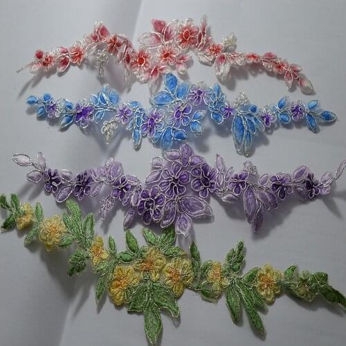 2pcs/lot)Free shipping New Arrival Wedding Dress Decorated a variety of Organza Flower Applique Sew On Lace Patches-001