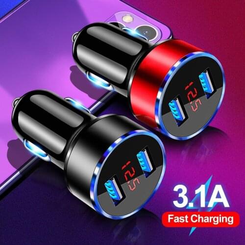 3.1A LED Display Dual USB Car Charger for Xiaomi Samsung Huawei Universal Mobile Phone Car-Charger for iPhone 11 Pro Max charger
