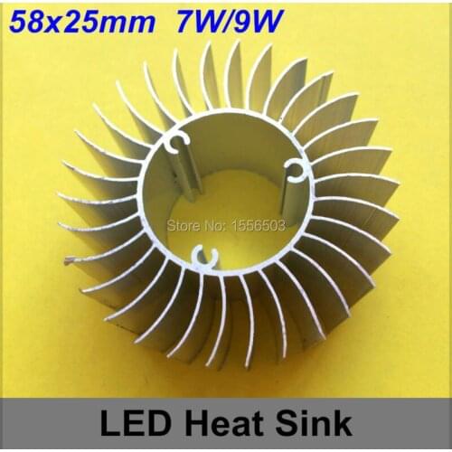 50 PCS LED Aluminum Radiator Heat Sink Cooler 6W 7W 8W 9W High Power Radiating Round DIY LED Lamp Heat Cooling Aluminum 58*25mm