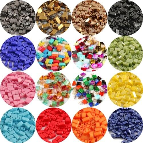 100pcs Multicolor Miyuki Tila Seedbeads for DIY Jewelry Needlework Bracelets Making 2 Holes 5*5*2mm/5*2*2mm