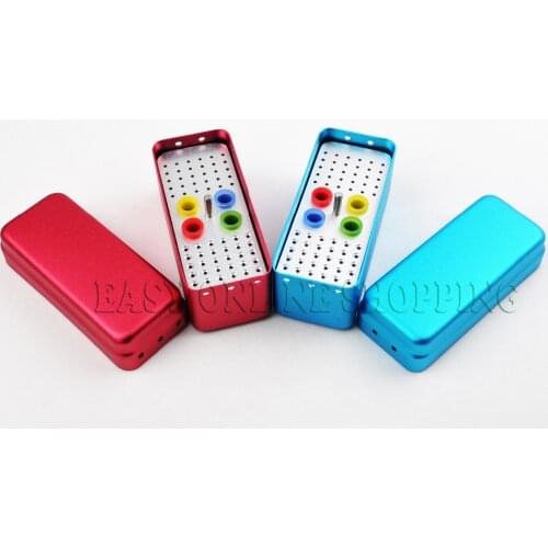 60 Holes Dental Autoclave Disinfection Box Case Holder For Endodontic Reamers Red/Blue
