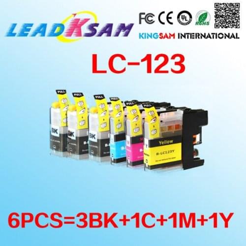 6x ink cartridge compatible for LC123 LC-123 DCP-J4110 MFC-J4410DW/J4510DW/J4710DW LC123BK