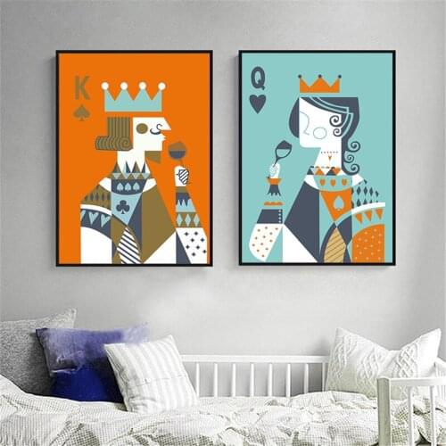 Abstract Poker King Queen Drinking Canvas Painting Game Wall Art Posters Print Gallery Picture Living Room Interior Home Decor