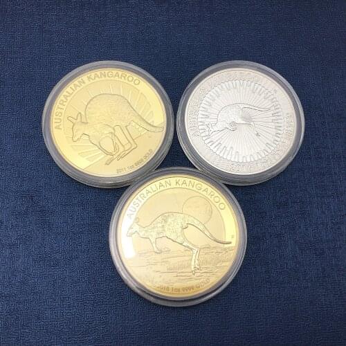 Australian kangaroo gold-plated silver coin British Commonwealth Queens commemorative coin Collection Home Decoration