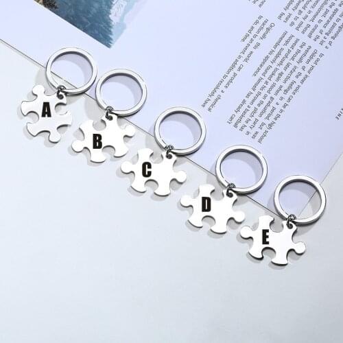 Free Engrave Custom Family Puzzle Piece Keychain Set with for Sister Brother Friendship Personalized BFF Keychains