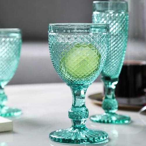 Vintage Resistant Glass Cup Colorful European Cocktail Martini Champagne Glass Cup Ice Cream Copas De Cristal Drinkware DE50BZ