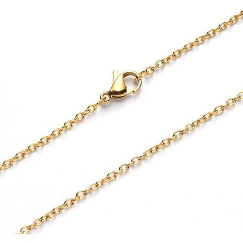304 Stainless Steel Cable Necklace Chains with Lobster Claw Clasps Golden Silver Color Link Chain Necklaces Making Accessories