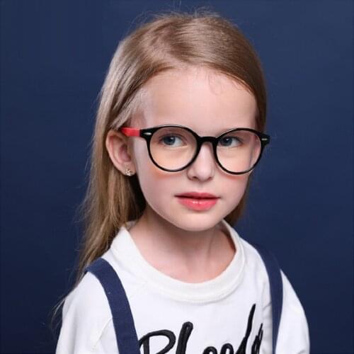B217 Round Glasses Kids Anti Glare Filter Children Eyeglasses Girl Boy Optical Frame Clear lenses UV400 Anti Blue Light Blocking