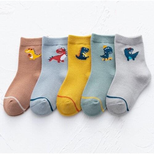 5Pcs/Lot bargains kids cute socks fashion Dinosaur animal sock girls boys popsock womens cotton socks 100% Kawaii Free shipping