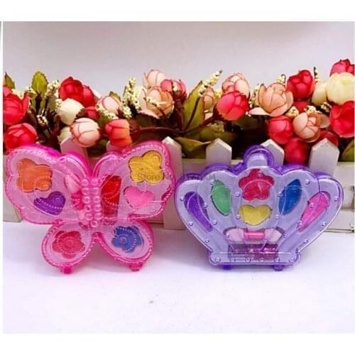 DHL 10set 12pcs/set Pretend Play Cosmetics Kit Toys Girls Makeup Tools Set Simulation Lipstick And Eye Shadow For Girls