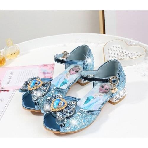 Disney Summer New Girl casual shoes High Heel Sandals Little Girl Frozen elsa Princess Childrens Fish Head Sandals