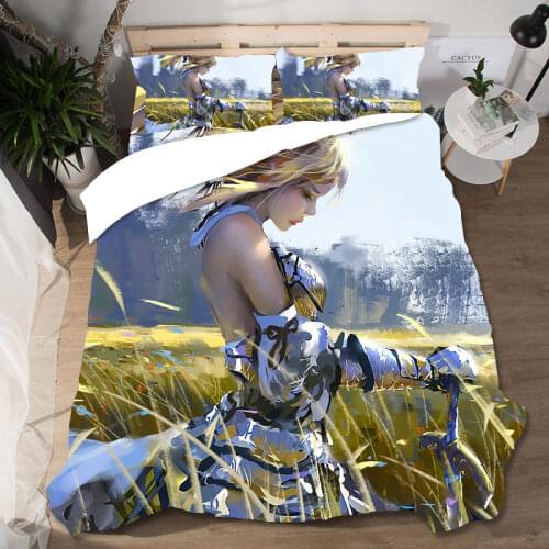 Edredon Anime Beauty Saber Bedding Sets Duvet Cover Home Textile Single Queen King Size Bedding Set Pillowcases Bed Linen