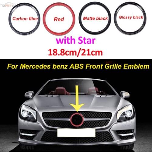 18.8cm 21cm ABS Star Logo Auto Front Grille Emblem Badge Car Styling Red/Glossy/Matte/ for C200 E300L A B C E CLA GLA GLC GLE G