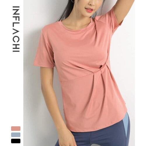 Women Fitness Top Workout Training Exercise Gym T Shirts Female Sport Loose T-shirt Yoga Running Short Sleeve backless Tees TX3