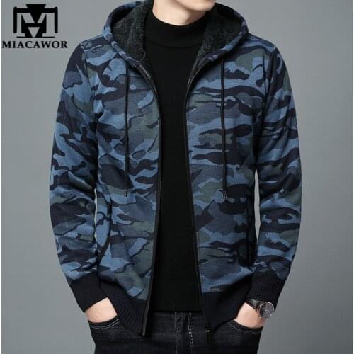 New Brand Design Men Jackets Camouflage Streetwear Autum Winter Wool Warm Zipper Hooded Bomber Jackets Korean Casual Coats J716
