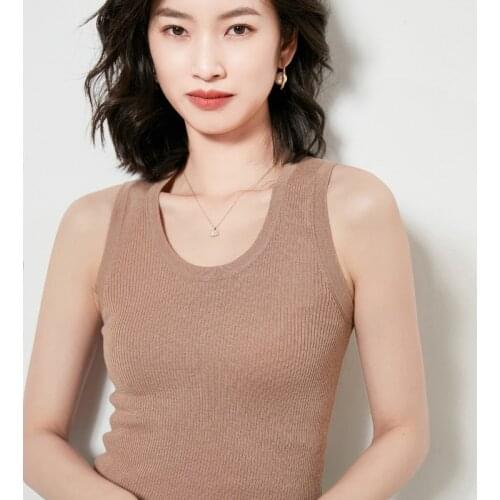 Summer Female Worsted Cashmere Wool Vest Base Wild Short Paragraph Slim Soft Fashion Thin Tank Tops Womens Knitted Pullover