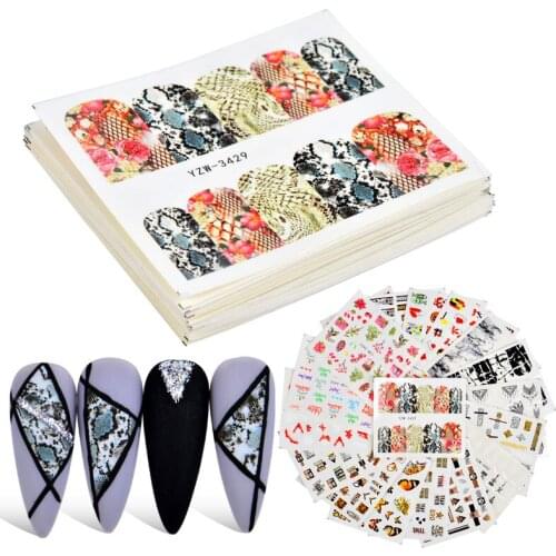 1pcs Sexy Leopard Nail Art Stickers Colorful Cartoon Flower Water Decals Sliders Foil Spring Design For DIY Nail Manicure