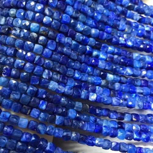Natural kyanite faceted square beads for needlework DIY necklace seed perle bracelet blue loose bead jewelry making kralen