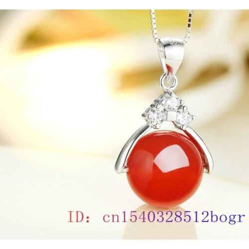 Jade Bead Pendant Fashion Jewelry Chinese Women Gifts Necklace Chalcedony Hetian Amulet Charm 925 Silver Natural