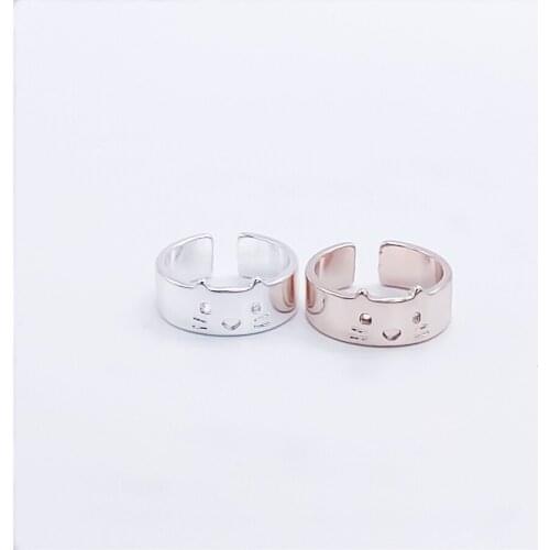NEW Cute Animal Face Style Cat Flat Rings Gold Silver Rose Three Color Optional 30PCS Wholesale