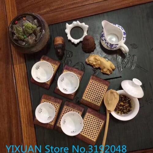 Un nuevo conjunto de 6 tazas de platillo inferior de la pera de Birmania con boxwood Kam 6 piezas de una caja