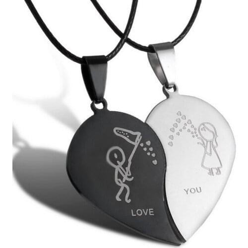 Couple Necklace Broken Heart Necklaces & Pendants Lovers Necklace Jewelry Engrave love you Valentines Day Gift Necklace