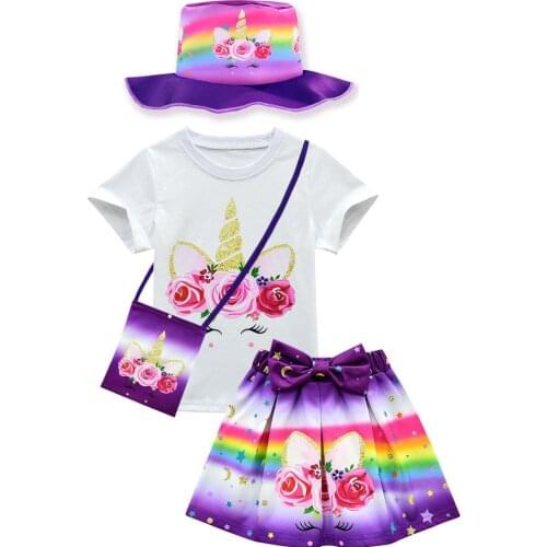Unicorn Baby Girls Dresses Fashion Kid Summer Childrens Shorts Sets For Party And Wedding Clothing Teens Clothes Toddler Outfits