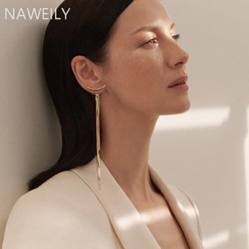 Simple Wild Face Thin Long Earrings Ear Line Gold Silver Color Tassel Earring Chain Geometric Fringe Earring Women Jewelry