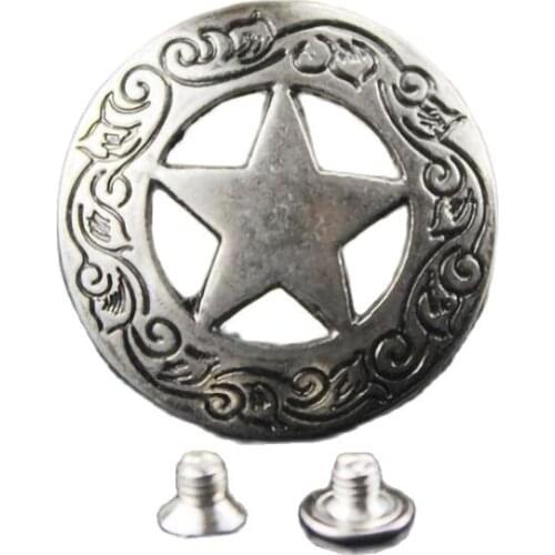 Alloy Embossed Star Shield Buckle Button For Wallet Belt Bag Jeans Dog Collar DIY Leather Craft Trmits Accessories