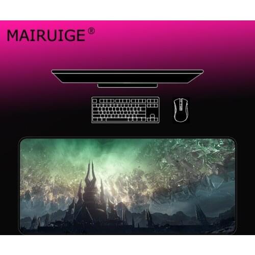 Fantasy Landscape Castle Rubber Mouse Pad Computer Game Tablet Mousepad with Edge Locking Desk Mat 300X800X2mm\400X900X2mm
