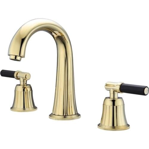 Luxury gold brass bathroom sink faucet three holes two handles basin mixer faucet top quality golden basin faucet